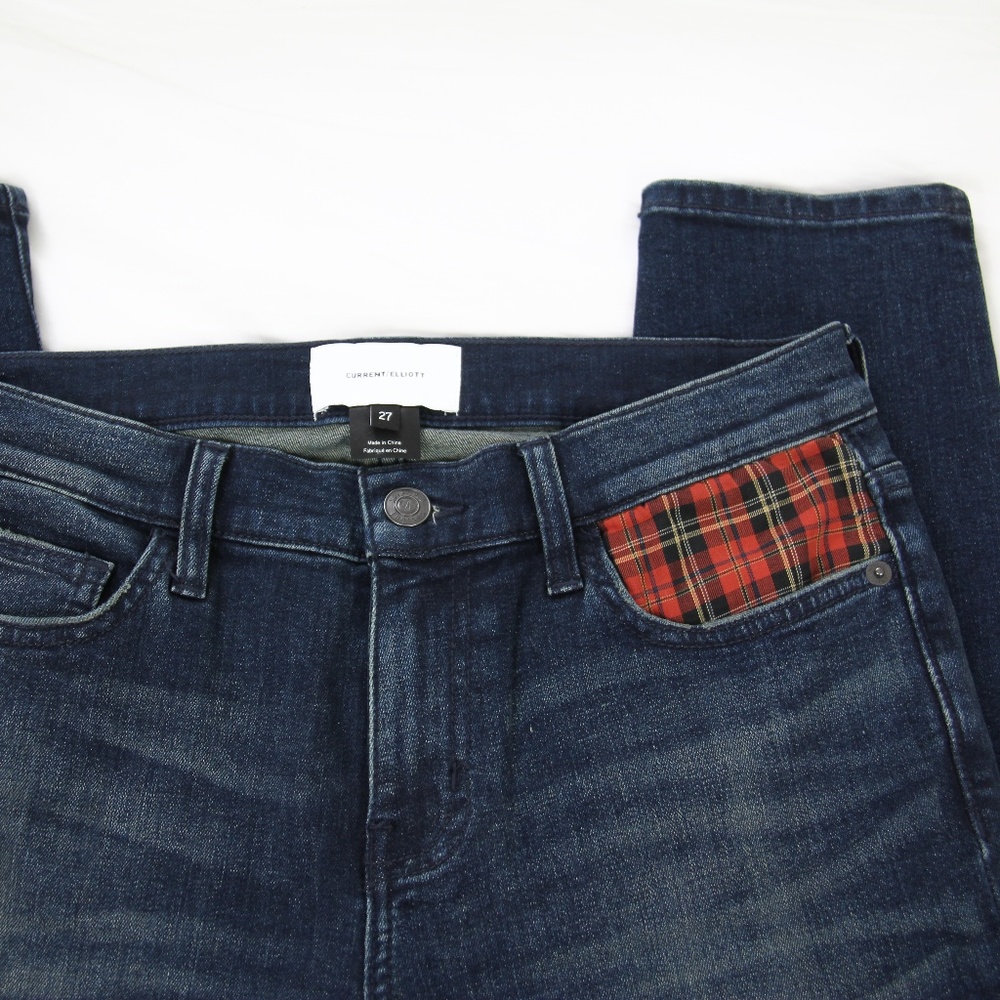 Current Elliott Stiletto Plaid Pocket Skinny Jeans - Picture 7 of 8